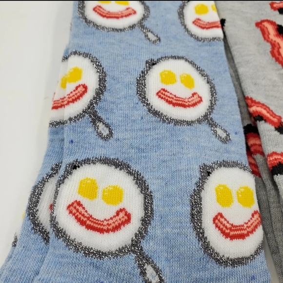 2 Pair Breakfast Food Themed Socks - Picture 3 of 5